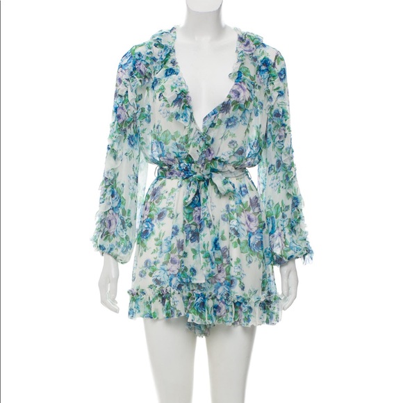 Zimmermann Whitewave Floral Ruffle Playsuit - Picture 2 of 4